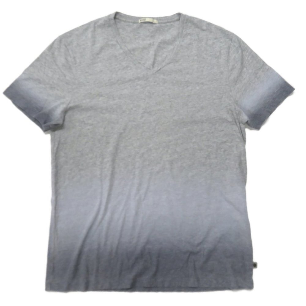 Onassis Mens Large Shirt V-Neck Gray Cotton Short‎ Sleeve Gradient ONS Clothing